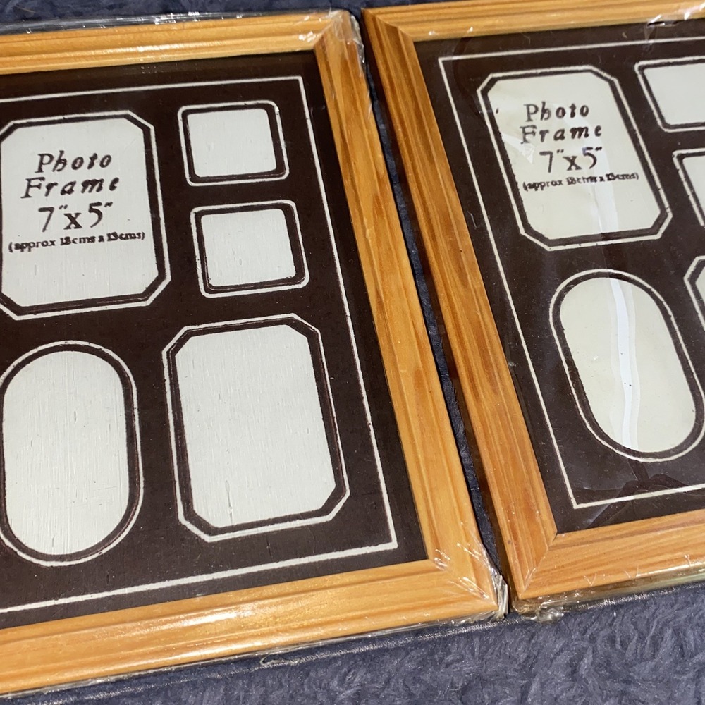 NEW Vintage PAIR 5X7 Photo Collage Wood Frame hang or shelf sitter